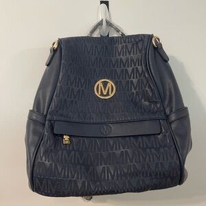 M Marco BLUE Leather Backpack and Pouch Set